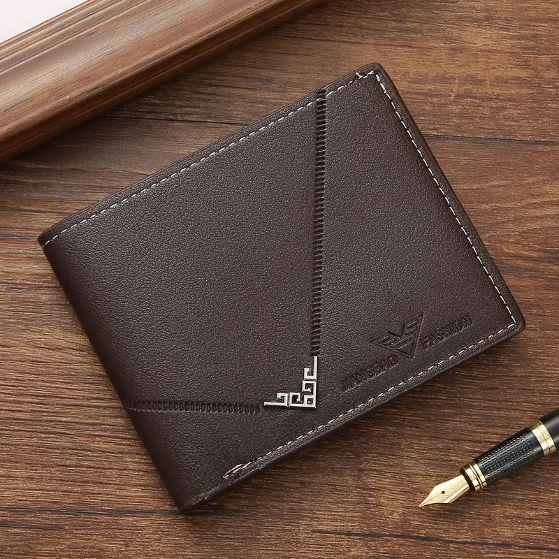Men's wallet, leather short multiple card holder, wallet, credit card, ID card holder, casual men's business men's double fold - 5