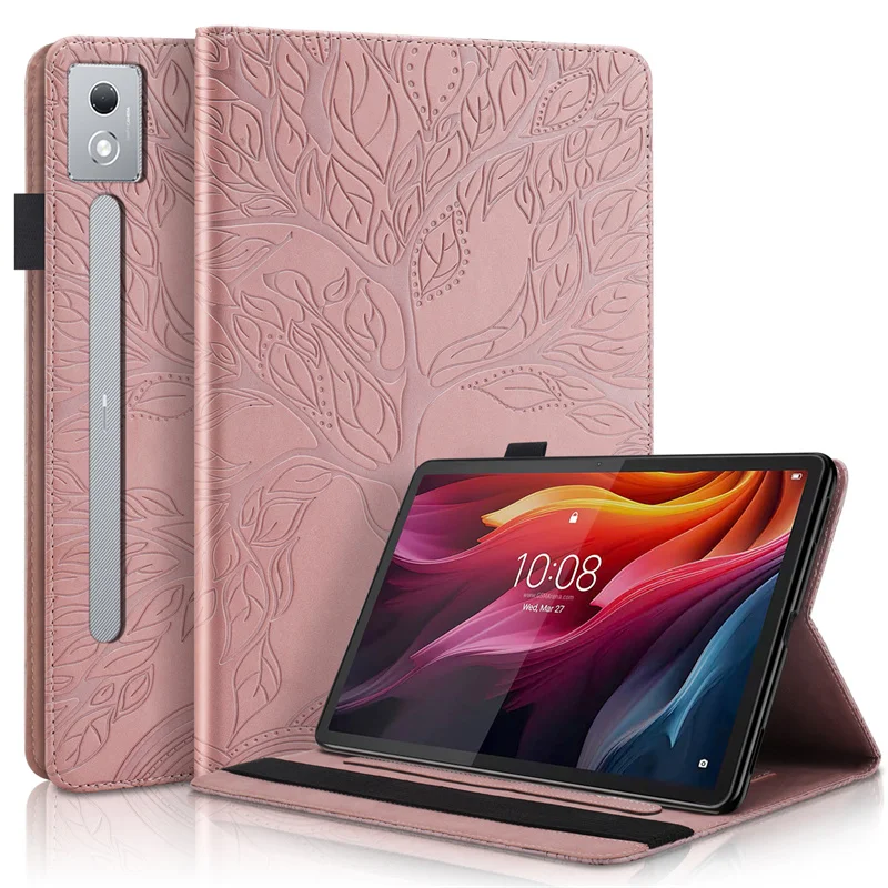 3D Tree Embossed Wallet Tablet Case