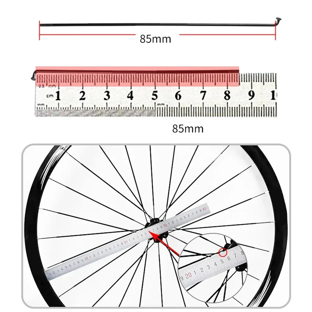 Bicycle Spokes Bike Spokes Nipples 24 Pcs Bicycle Steel Spokes 288MM 289mm 275MM 260MM 255MM Length With Nipples Straight Head Bike Replacement Accessories Parts
