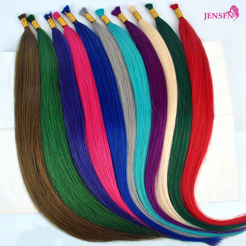 JENSFN Bulk Color Hair Extensions Human Hair Straight 22 Inch 20g Strand #613 60 Color Salon Supplies human hair extensions