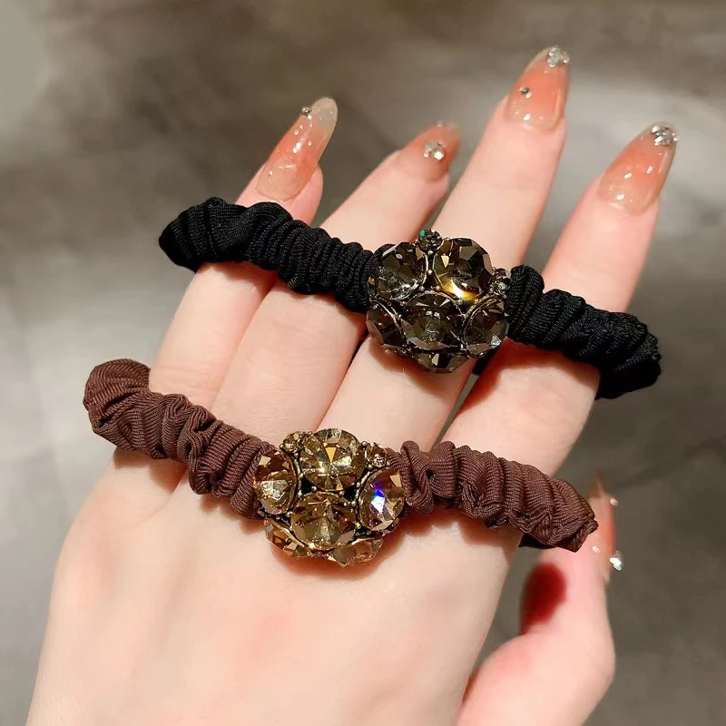 

2023 New Hair Rope Shiny Rhinestone Hair Rope Hair Accessories Ball Hair Ring High Elastic Rubber Band Headdress Girl