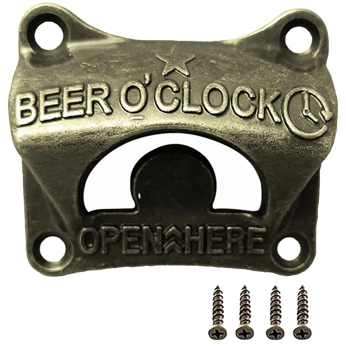 1pc Beer O' Clock Bottle Opener Wall Mounted Retro Beer Opener Tool for BBQ DIY Crafting Solid Tools Kitchen Gadgets