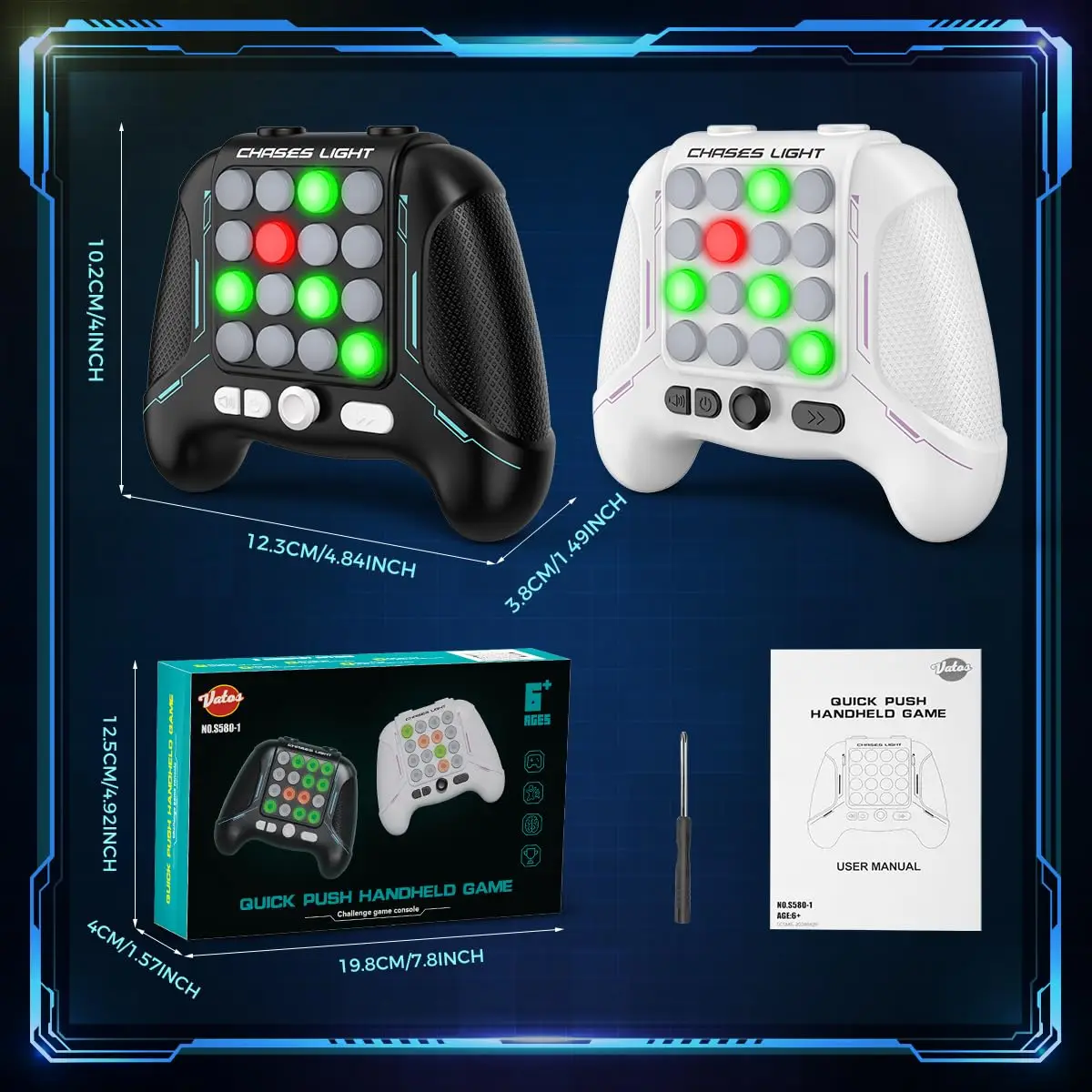 Handheld Video Game Console Quick Push Fidget Game Toy Electric Pop Game with 5 Gameplay Modes Handheld Stress Relief Controller Portable Toy Gifts