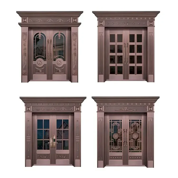 Antique Style Entrance, Villa Double Door, Stainless Steel/copper Door, Waterproof and Wear-resistant, Customized Size 2