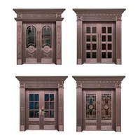 Antique Style Entrance, Villa Double Door, Stainless Steel/copper Door, Waterproof and Wear-resistant, Customized Size 2
