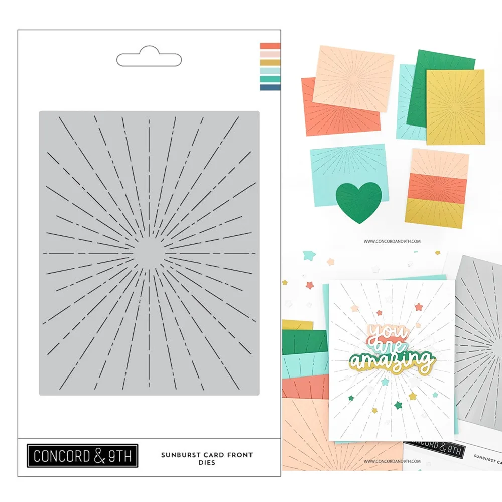 

Художественная открытка Sunburst, передняя металлическая карта для резки данных, предметы первой необходимости, скрапбукинг, трафарет, вырезанная штампа для «сделай сам», ремесла для открыток