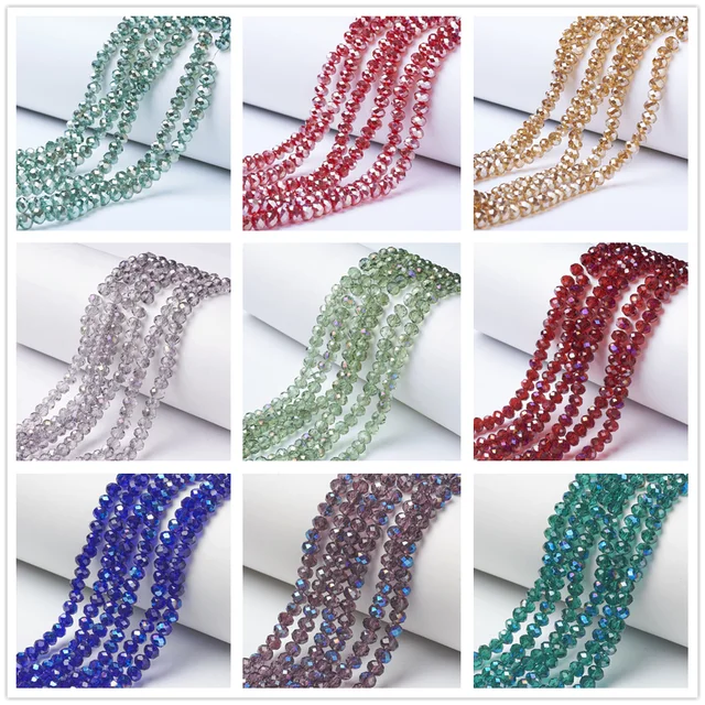 Mixed Glass Beads Crystal Rondelle Abacus Faceted Jewellery Making