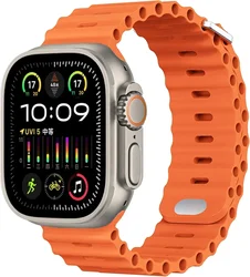 Ocean Silicone Strap for Smartwatch Sport Bracelet Wristband (Official orange)
