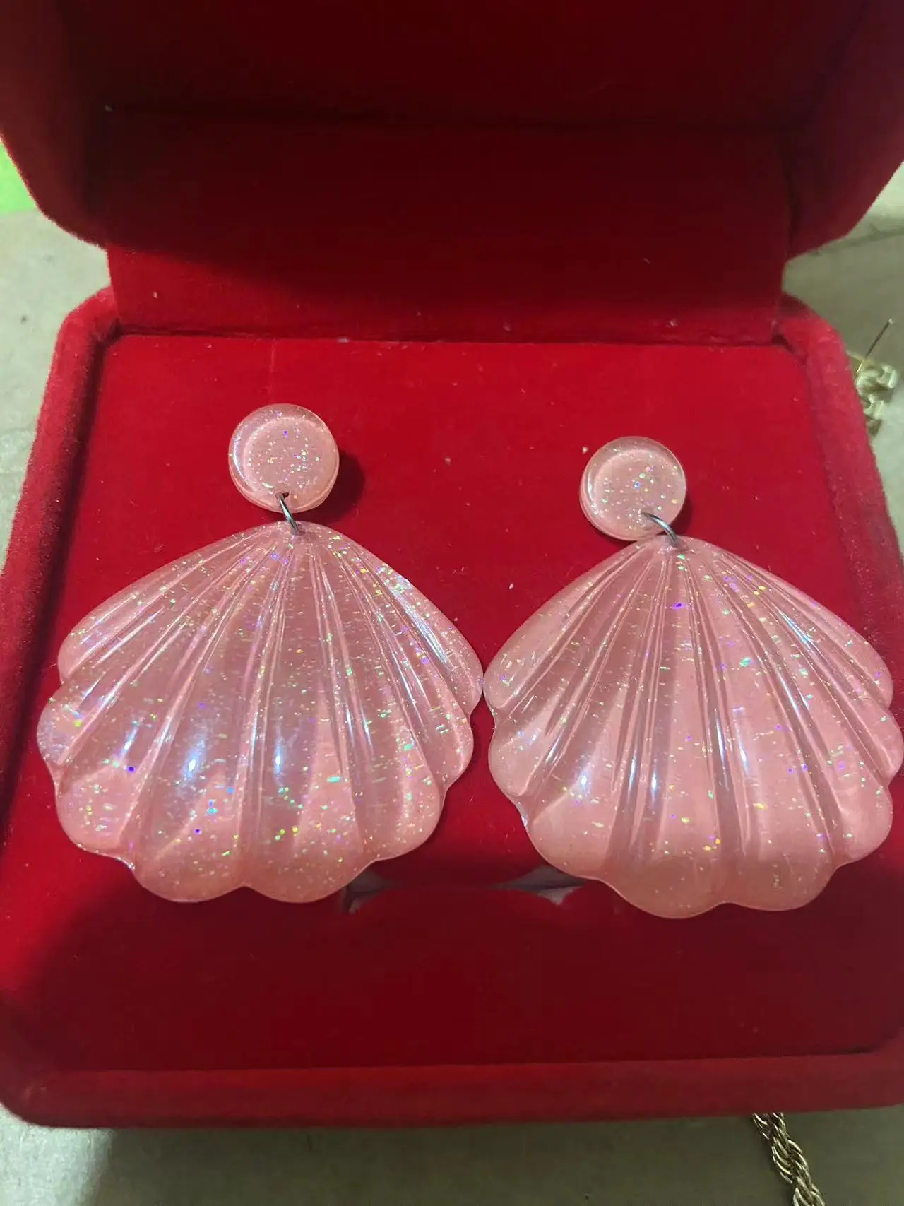 Orecchini Esagerati Da Donna Alla Moda E Alla Moda, Temperamento Esagerato, Resina Rosa