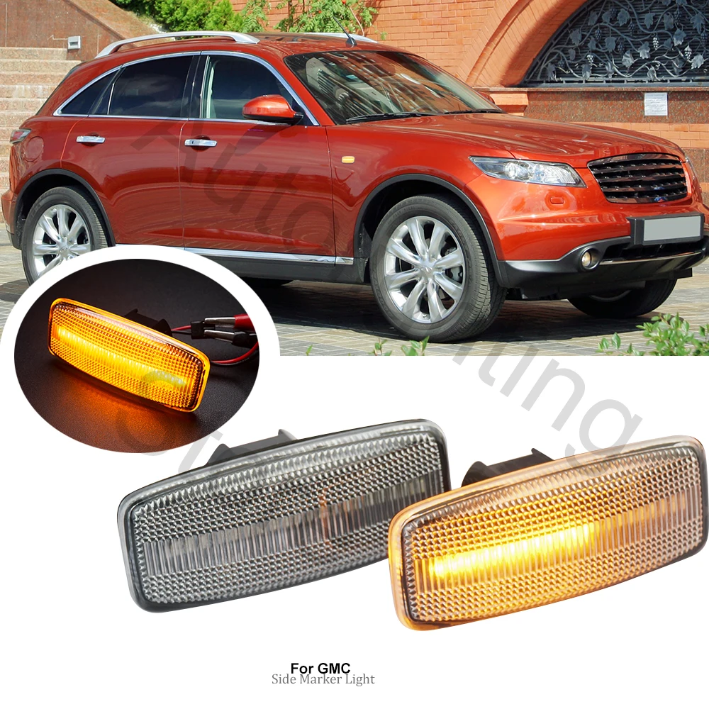 2pcs Led Front Bumper Side Marker Lights Turn Signal Indicator Lamp For Infiniti M35 M45 QX56