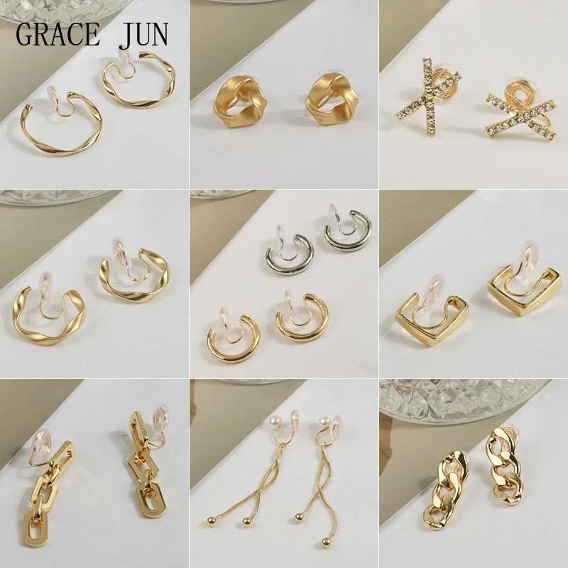 Женские серьги-клипсы GRACE JUN модные серьги-каффы без отверстий | Украшения и