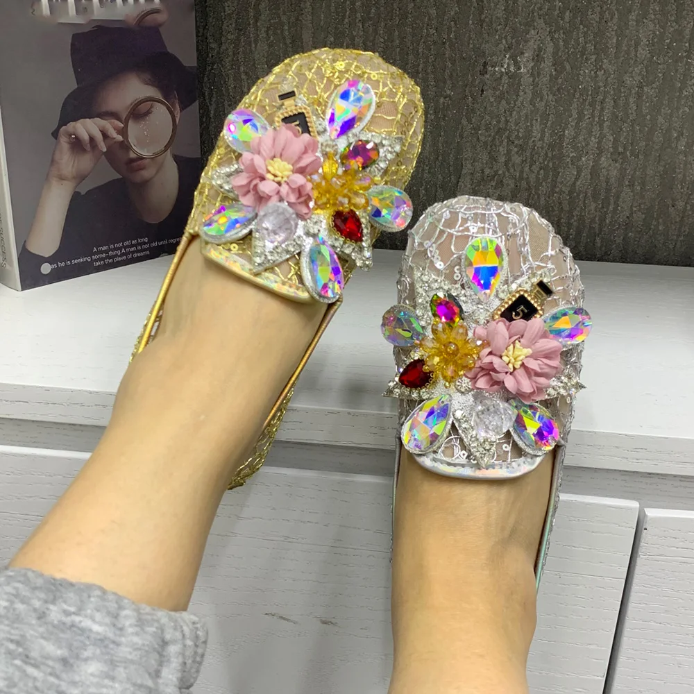 

Summer Women Flats Shoes Plus Size Casual Shoes Women Loafers Lace Flowers Fashion Women Sandals