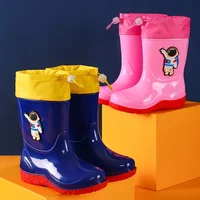 Astronaut Children's Rain Shoes Extra Large Long Tube Water Boots Boys Girls Warm Lined Thickened Rubber Shoes New Model