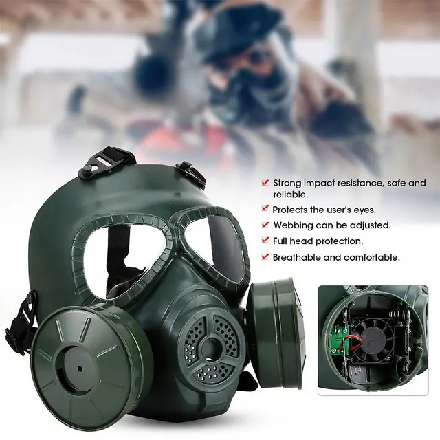 Masque À Gaz Chimique Anti Poussière Peinture Respirateur Airsoft Tactique  Wargame Masque Intégré Ventilateur Cosplay Masque 271S Du 19,58 €