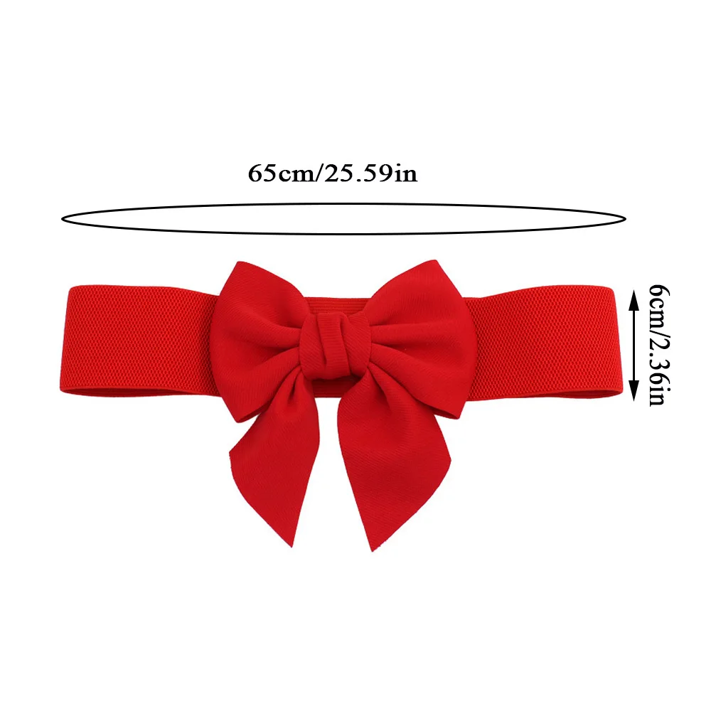 French Elegant Large Bow Elastic Belts For Women Wide Side Belt Dress Simple Sweet Female Jeans Waistband Trouser Accessory