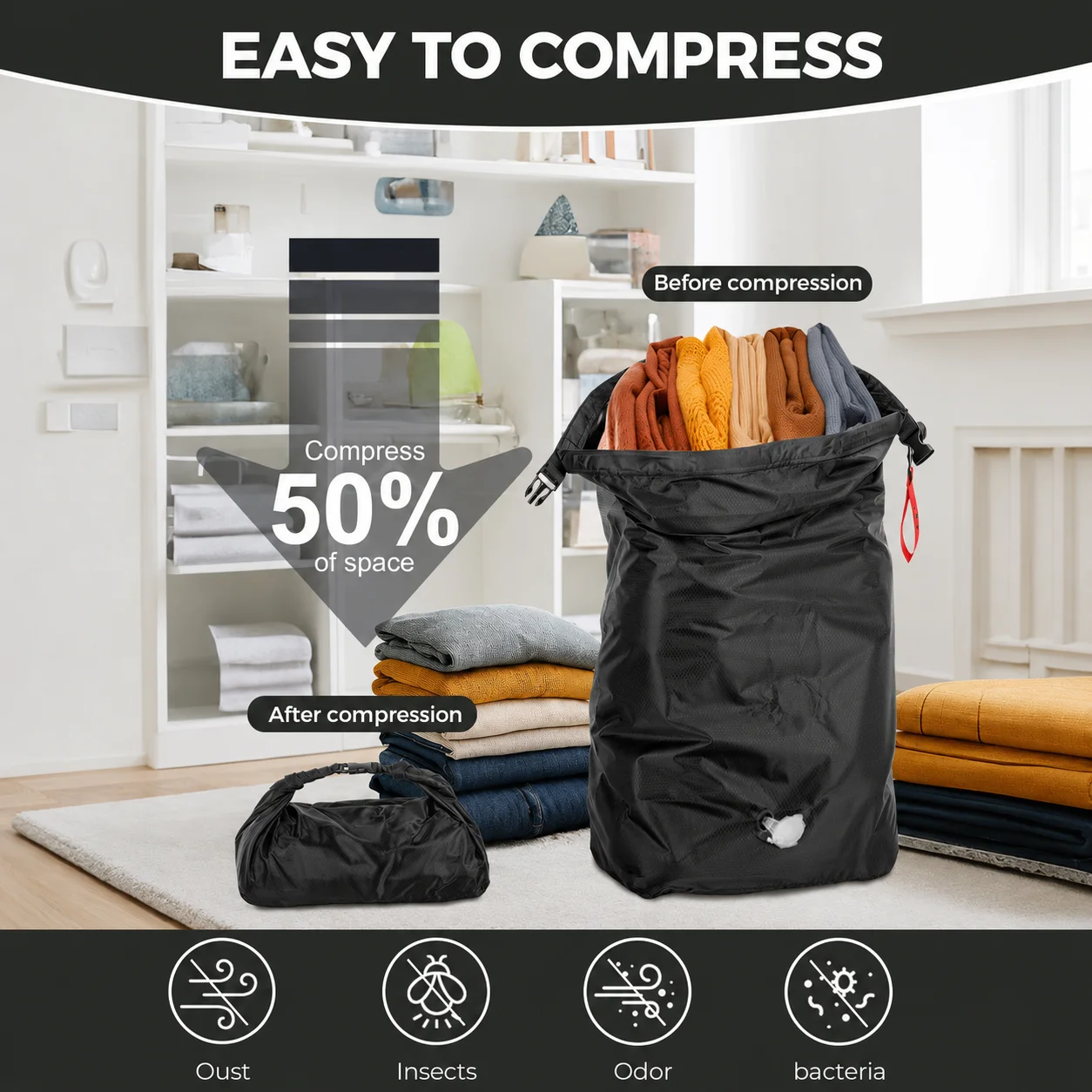 Portable Large Capacity Waterproof Vacuum Compression Bag for Travel and Business Trips