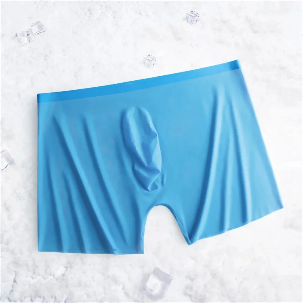 Super Lightweight Bulge Pouch Underwear Men Panties Ice Silk Boxers Seamless U Convex Trunks Male Sexy Shorts Plus Size L-XXXL 5
