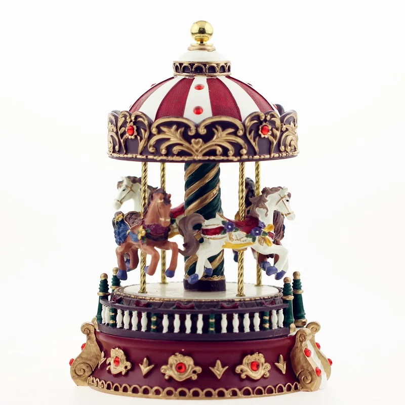 Carousel Music Box Christmas Gift Creative Resin Crafts Ornaments Hundred tone box 4