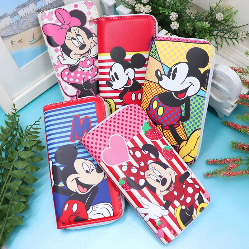

Disney PU Wallet Anime Mickey Minnie Purses for Girls Cartoon Kawaii Card Holder Portable Coin Purse Fashion Money Clip Gifts