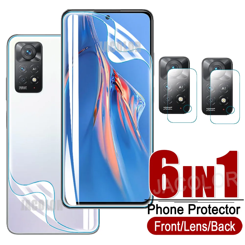 Гелевая пленка 6 в 1 для Xiaomi Redmi Note 11 Pro 11E 11T 11s 5G 10 10S 10T передний экран + задняя крышка