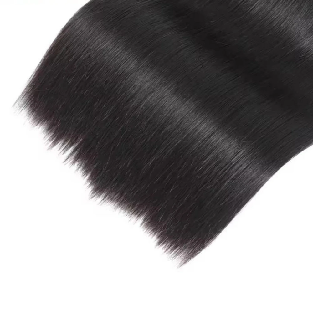Extension di Capelli Umani Lisci, Ciocche di Capelli Vergini Brasiliani Neri Naturali per Donne, 20 22 24 Pollici - immagine 4