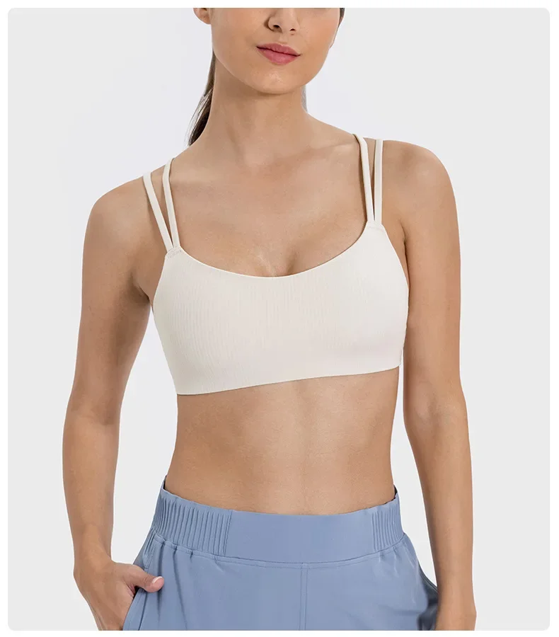 Lksd Vantage Sports Bra Women Buttery-soft Comfort Flat Straps Bonded Seams Fixed Padded Bras With Reflective LSKD Logo