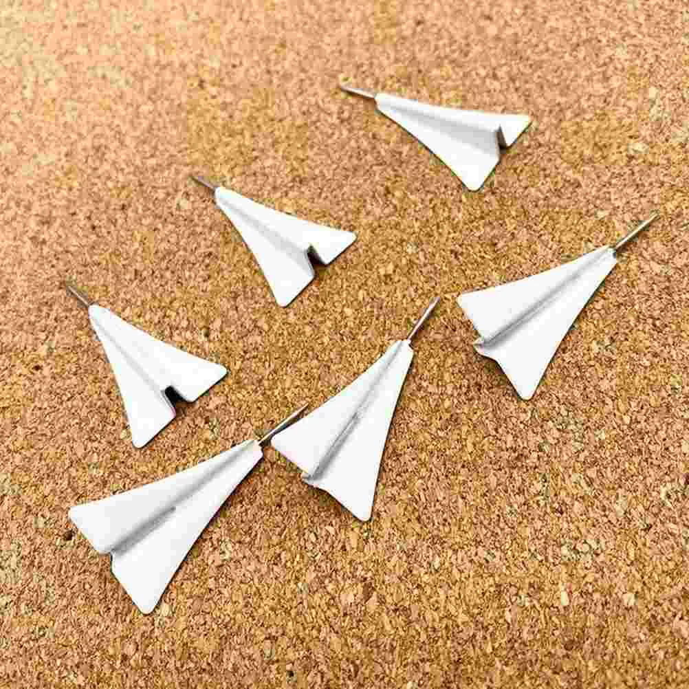 Airplane Aircraft Pushpin Thumb Tacks Delicate Pushpins Decorative Paper Daily Use Thumbtacks Map Accessories White 12 Pcs push pins