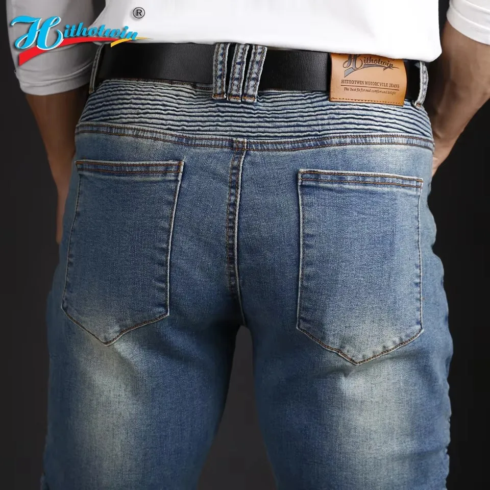 남성용 무릎 및 엉덩이 보호 기능이 있는 오토바이 청바지, 모토크로스 라이딩 기어, 내마모성 바지