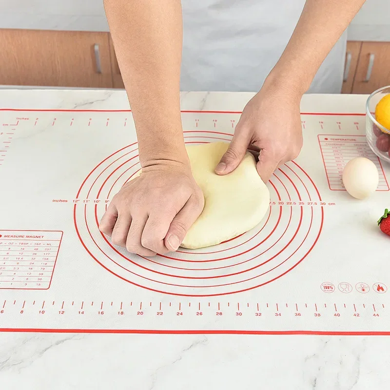 Silicone Dough Rolling Mat Non-stick Baking Kneading Pad with Scale Dumplings Pies Pizza Cooking Plate Kitchen Pastry Cake Tray