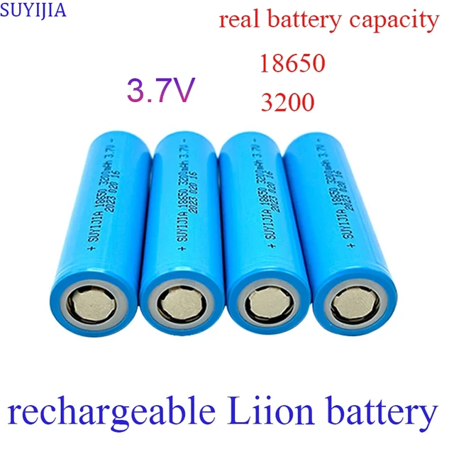 18650 lithium rechargeable battery, 3.7V, 3200mAh, suitable for