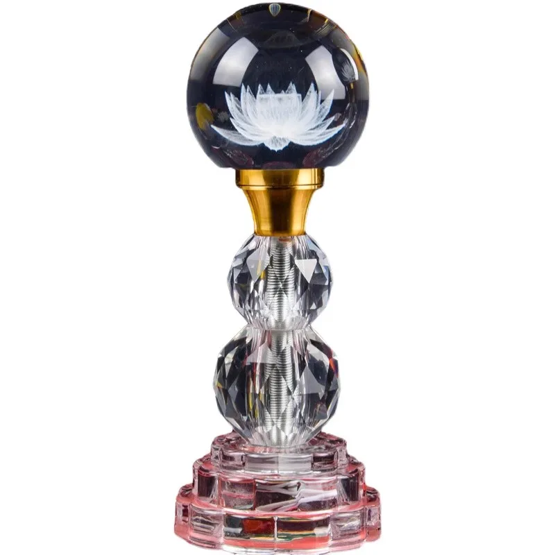 USB Buddhist Altar Light Color Changing Crystal Lotus Lamp， Electric Puja Lamp with 7 Colors, Home Meditation Decor