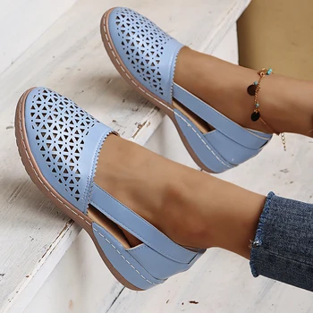Women's Summer Flat Round Toe Sandals 2023 New Retro Button Sandals Comfy Mary Jane Comfortable Shoes for Women Plus Size 43 1