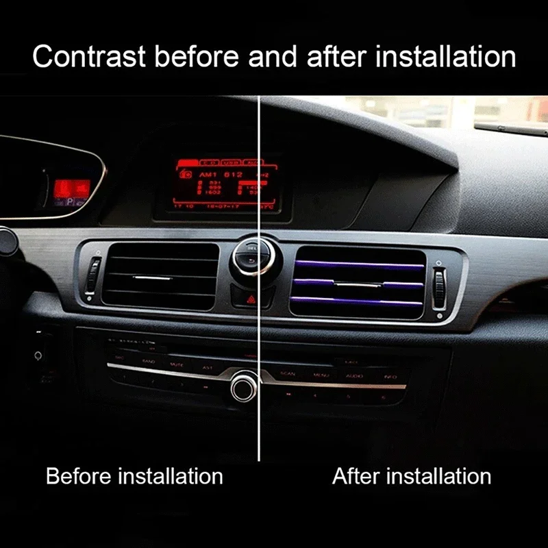 10Pcs 20cm Universal Car Air Conditioner Outlet Decorative U Shape Moulding Trim Strips Decor Car Styling Accessories