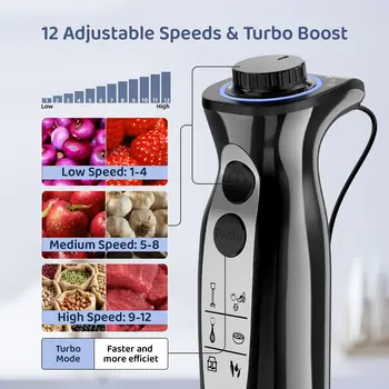 1000 Watt Powerful Handheld Immersion Blender, Vegetable Meat Immersion Egg Beater For Smoothies, Sauces, Baby Food Soups 4
