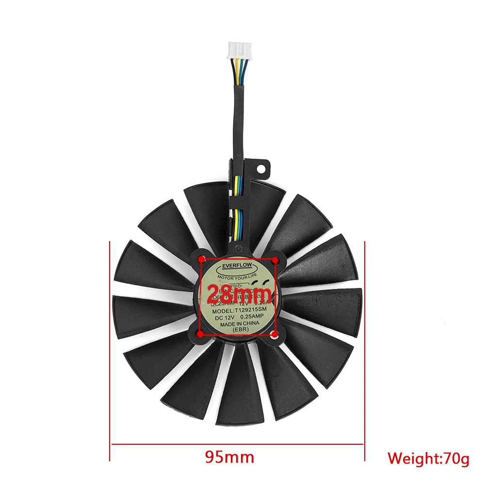 Ventilador de Placa Gráfica 95 mm para Asus Strix rx 470 580 570 Gtx 1050ti 1070ti 1080ti Gtx980 Novo - Imagem 3