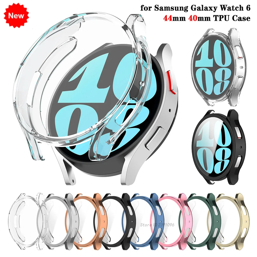 

Мягкий ТПУ Чехол + пленка бампер для Samsung Galaxy Watch 6 44 мм 40 мм силиконовый защитный чехол для экрана на Galaxy Watch 6 44 мм 40 мм чехол