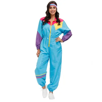 Festa di carnevale Donna anni '80 anni '90 Hippie Disco Costumi Cosplay Retro Hip Hop Tuta Outfit Purim Costume di Halloween