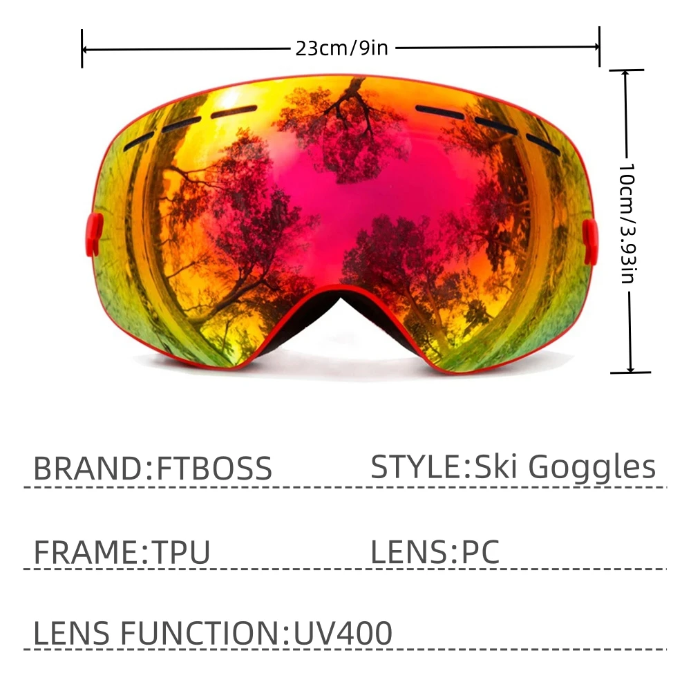 Large Comma Spherical Ski Goggles FTBOSS Winter Cycling Glasses Man Outdoor Sport Glasses Snowmobile Goggles Mountain Sports 5