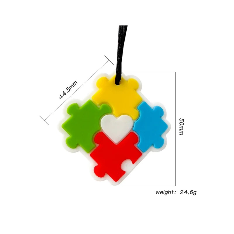 1ps Baby Silicone Teether Kids Chew Necklace Sensory Chewy Pendant Oral Motor Toys Therapy Tools for Autism ADHD chidren's goods 6