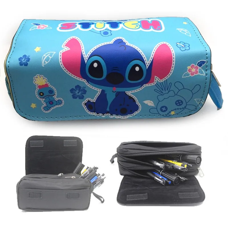 

Disney cute pencil case Stitch large-capacity double-layer zipper pencil case student stationery storage bag learning gift