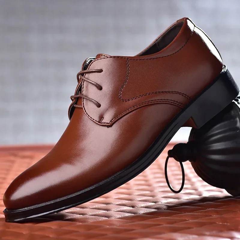 Leather Shoes Customizable Man Formal Leather Men Lace Up Oxfords