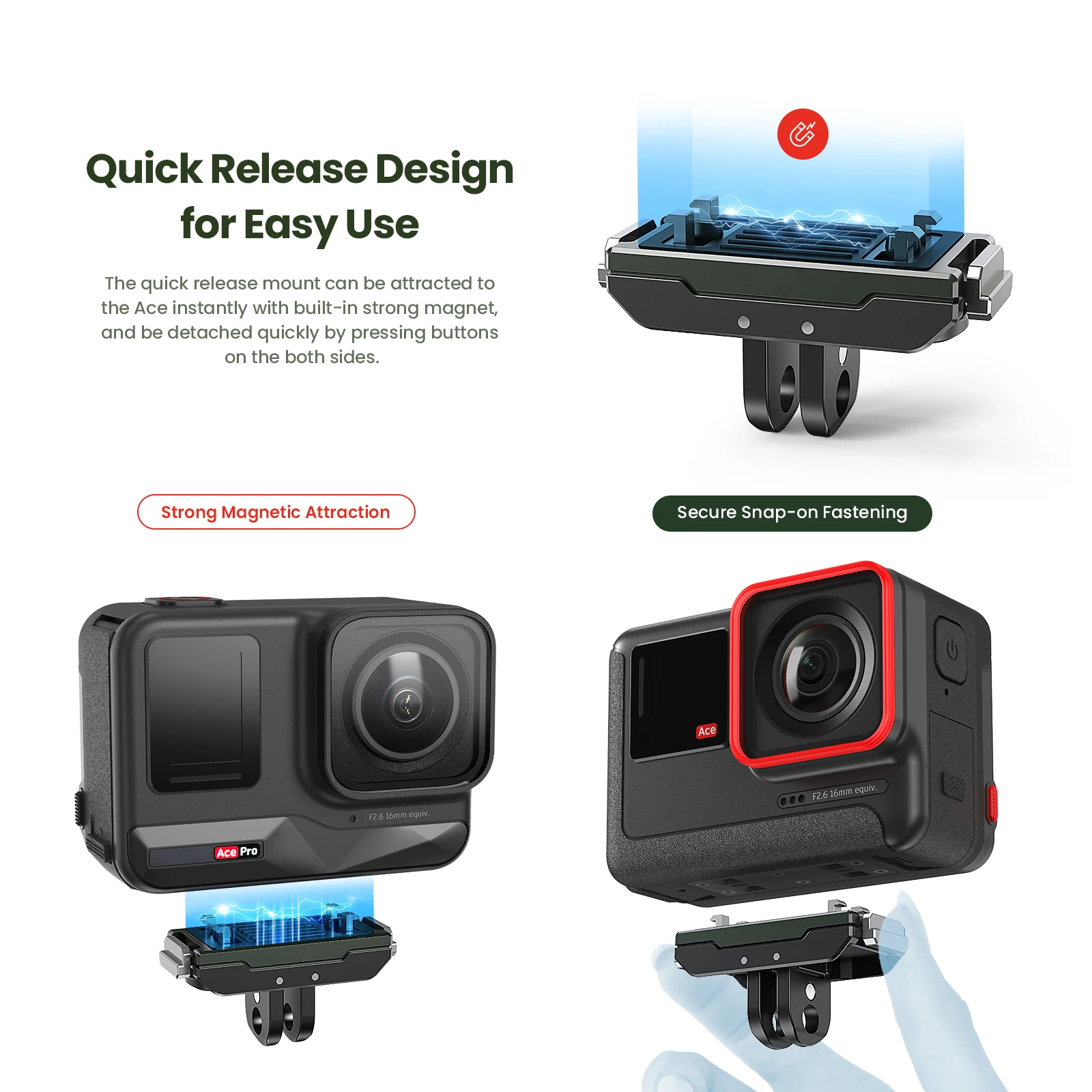 Adaptateur Magnétique à Libération Rapide Pour Insta360 Ace Pro/Ace - Support Base Magnétique