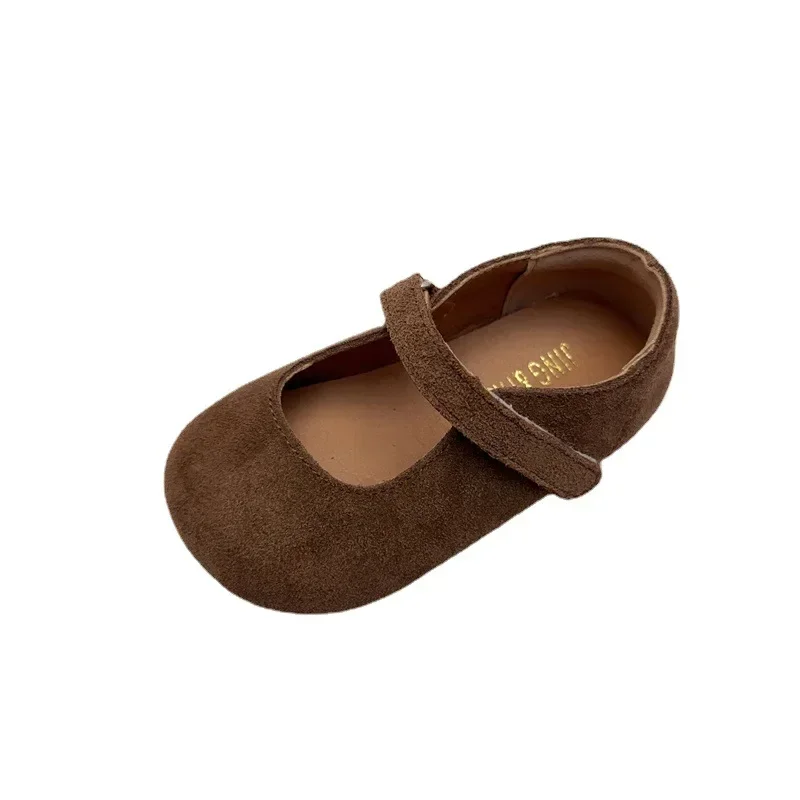 Baby Girls Flat Shoes Vintage Kids Boots Autumn Boutique Soft-Tole Footwear Swede Leather Flatties for Children 1-8 Years