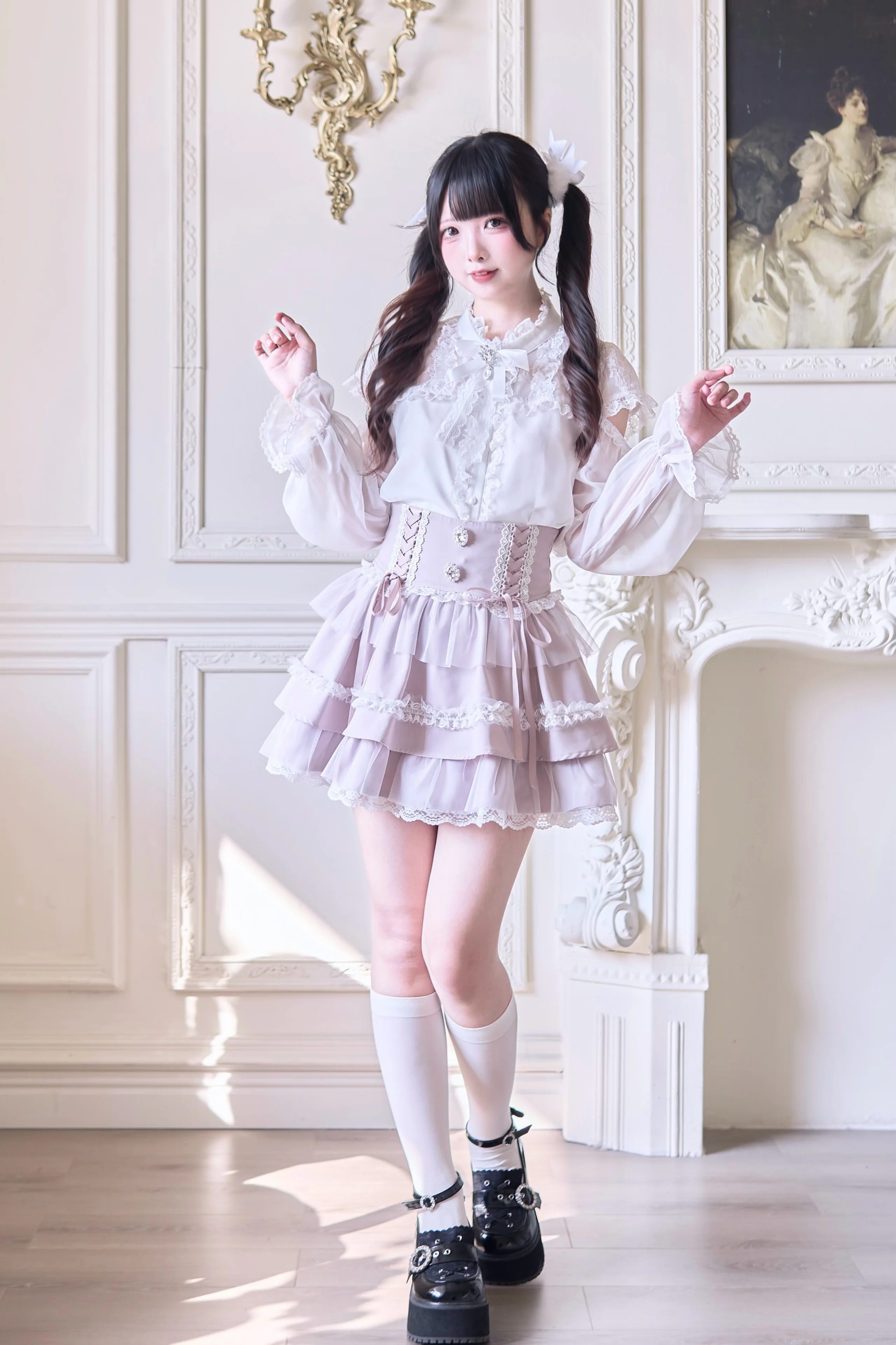 Japanese Mass-produced Mine Sweet Cute Lace Splicing Short