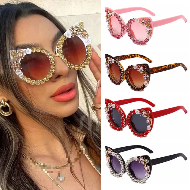 Fashion Oversized Diamond Sunglasses Rhinestone Cat Eye Sunglasses Vintage  Female Sparkling Party Sun Glasses UV400 Eyewear - AliExpress