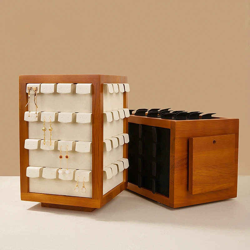 Rotating Jewelry Storage Box 360° Wooden Organizer Box Display Rack Luxury Showcases Mysterious Wedding Gift Packaging Supplies