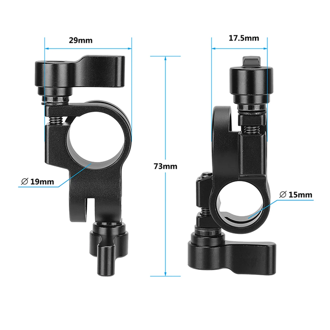 15mm 19mm 로드 클램프 어댑터 DSLR 카메라 케이지 용 수직 레일 블록, 리그 숄더 마운트 지원 리그로드 클램프 파이프 클립