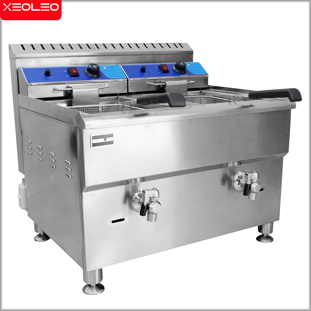 XEOLEO Commercial Fryer Stainless Steel Deep Food 18L*2 Large-capacity Gas Frying Mechine Chicken Wings Fast-Heating Snack 4