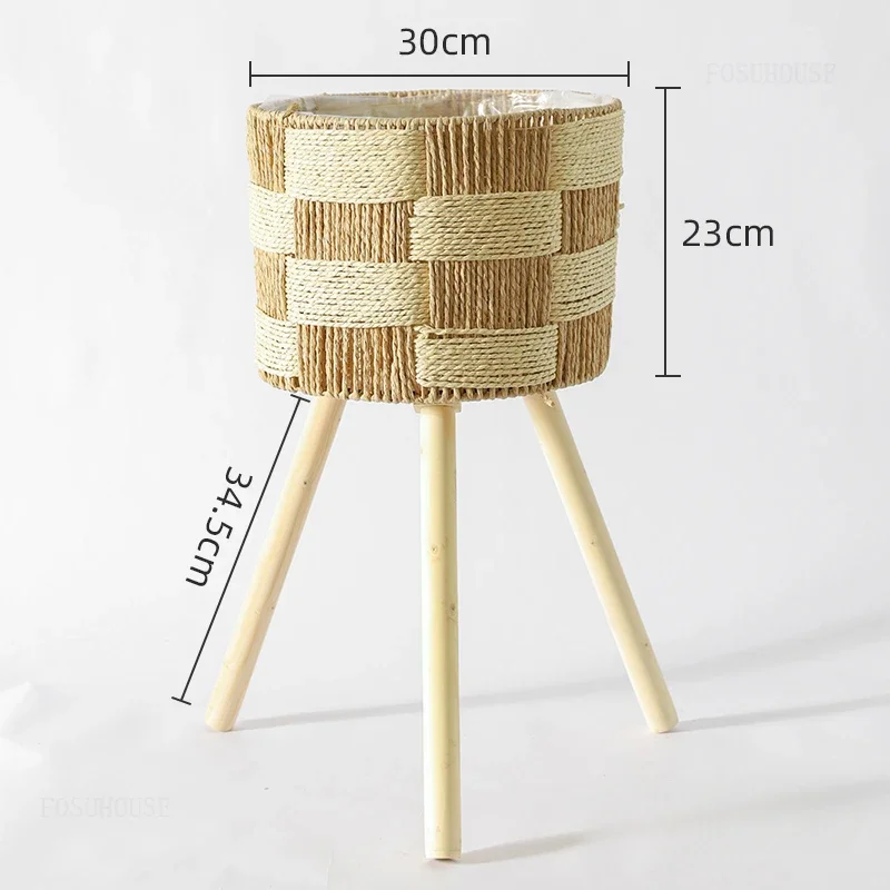 Creative Unique Flowerpot Holder for B&B Simple Breathable Decoration Plant Stand European Rattan Plant Shelves for Indoor