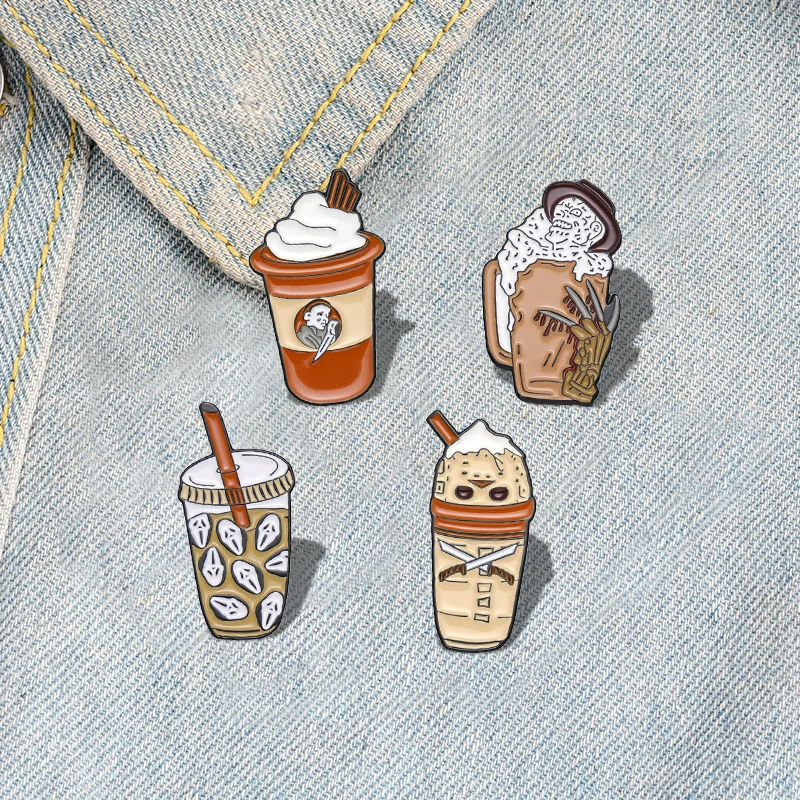 

Ghost Face Scream Enamel Pins Custom coffee Beer Ice Cream Brooches Lapel Badges Punk Gothic Jewelry Gift for Friends